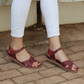 Barefoot huarache Leather handmade sandals women open toe / Crazy burgundy