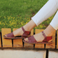 BAND Barefoot huarache Leather handmade sandals women open toe / Crazy burgundy