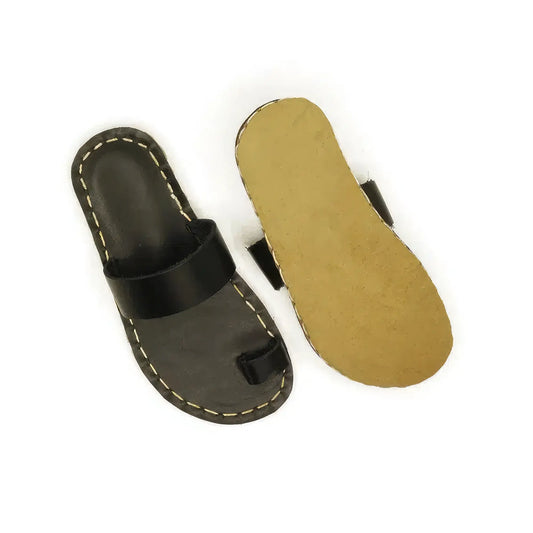 all leather barefoot sandals black handmade comfort