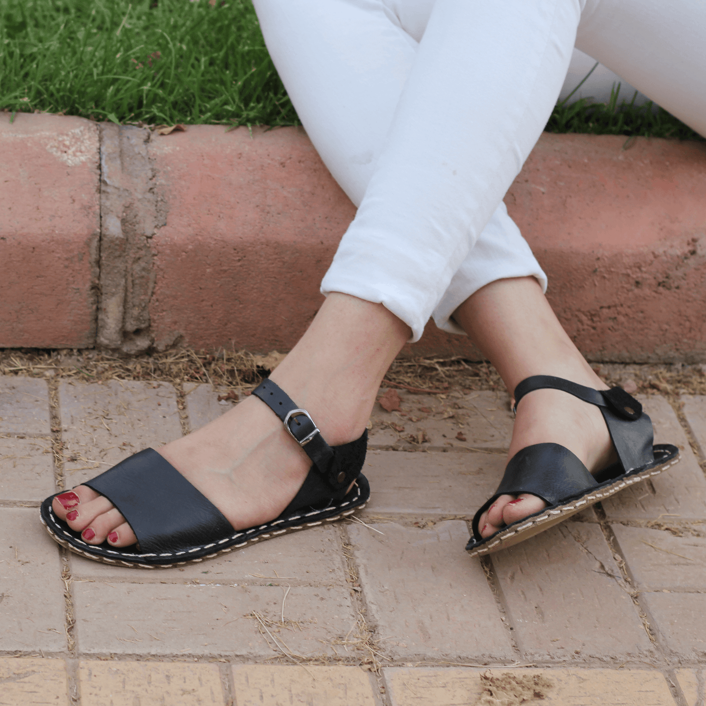BAND Women's Black Leather Barefoot Huarache Sandals-Women's Sandals-Nefes Shoes-3-Nefes Shoes