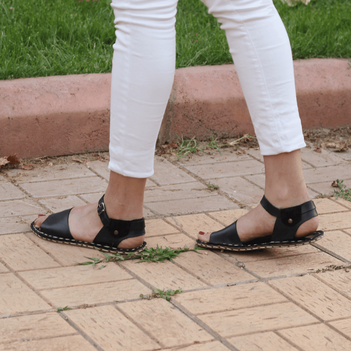 BAND Women's Black Leather Barefoot Huarache Sandals-Women's Sandals-Nefes Shoes-3-Nefes Shoes