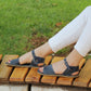 band womens navy blue leather barefoot huarache sandals