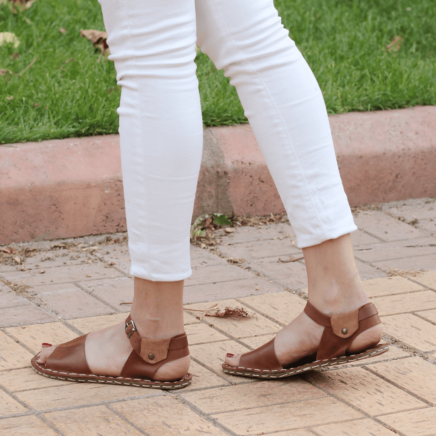 BAND Women's New Brown Leather Barefoot Huarache Sandals-Women's Sandals-Nefes Shoes-3-Nefes Shoes