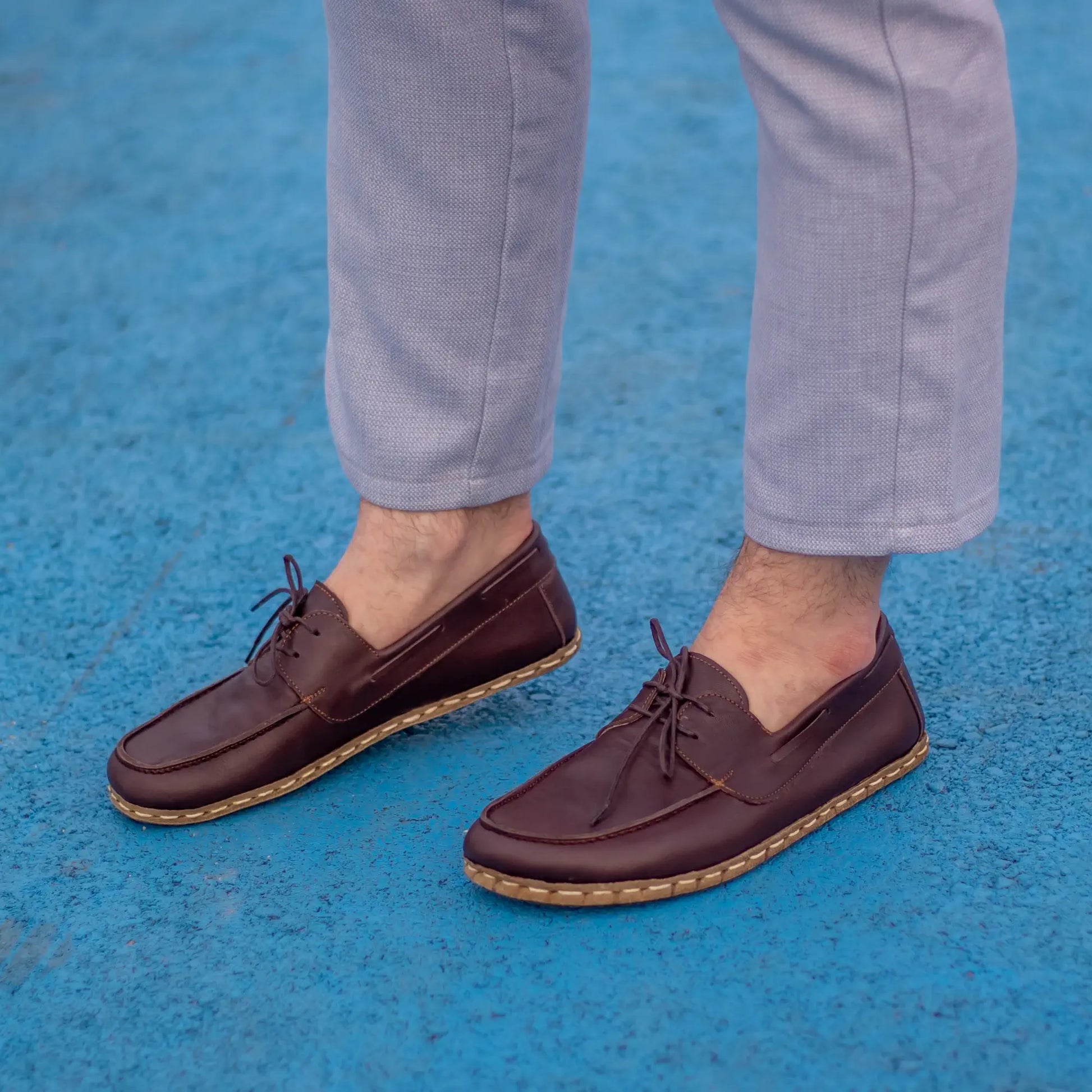 barefoot bitter brown leather earthing shoes for men