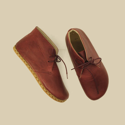 barefoot burgundy leather oxford boots men
