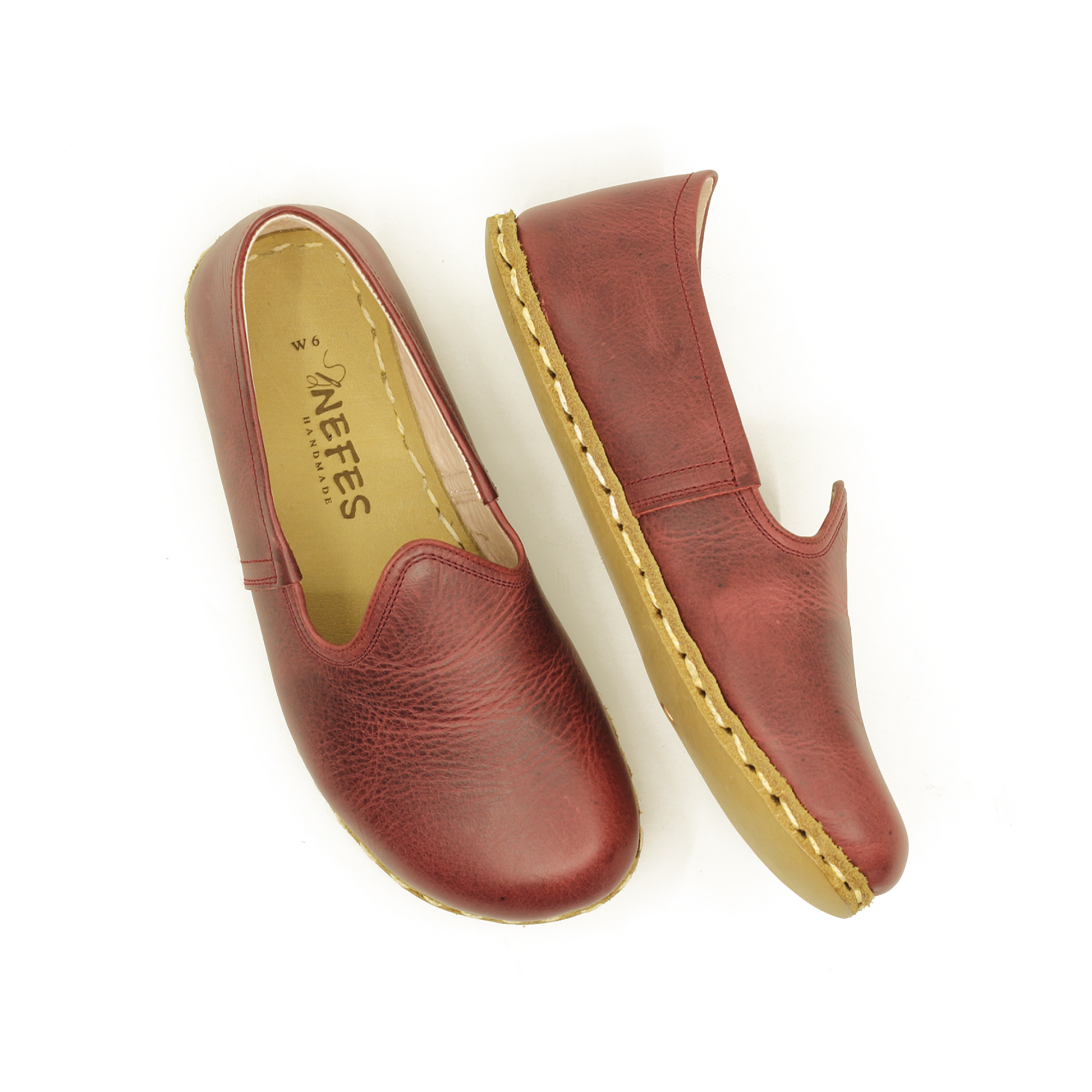 Barefoot Burgundy Leather Shoes: Handmade For Men's-Men Barefoot Shoes Classic-nefesshoes-3-Nefes Shoes