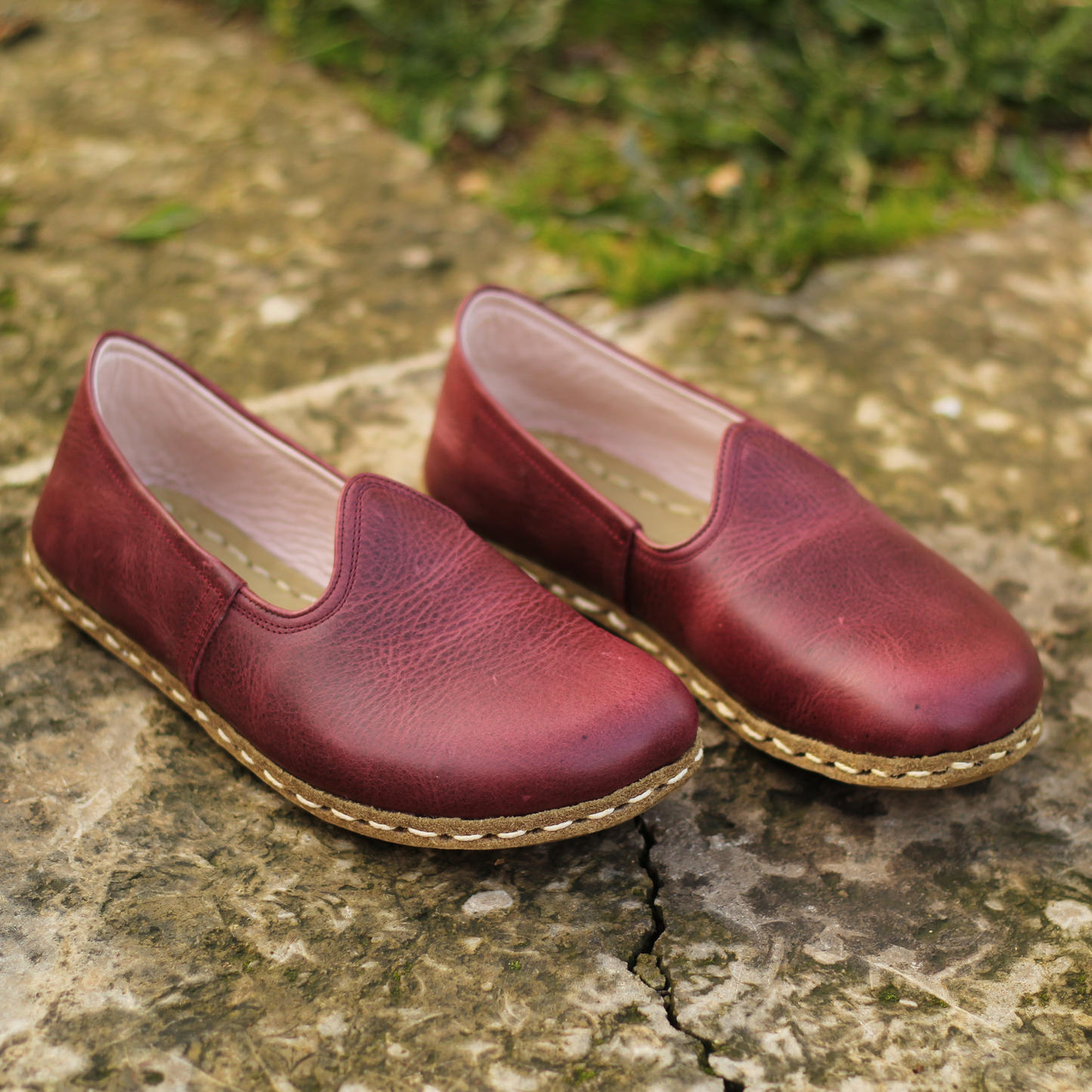 Barefoot Burgundy Leather Shoes: Handmade For Men's-Men Barefoot Shoes Classic-nefesshoes-3-Nefes Shoes