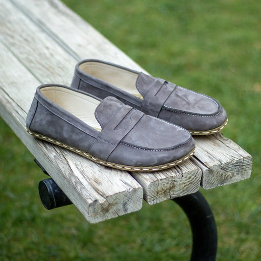 barefoot earthing shoes gray nubuck men