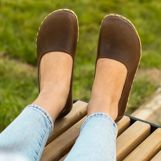 barefoot flat shoes classic crazy brown for women