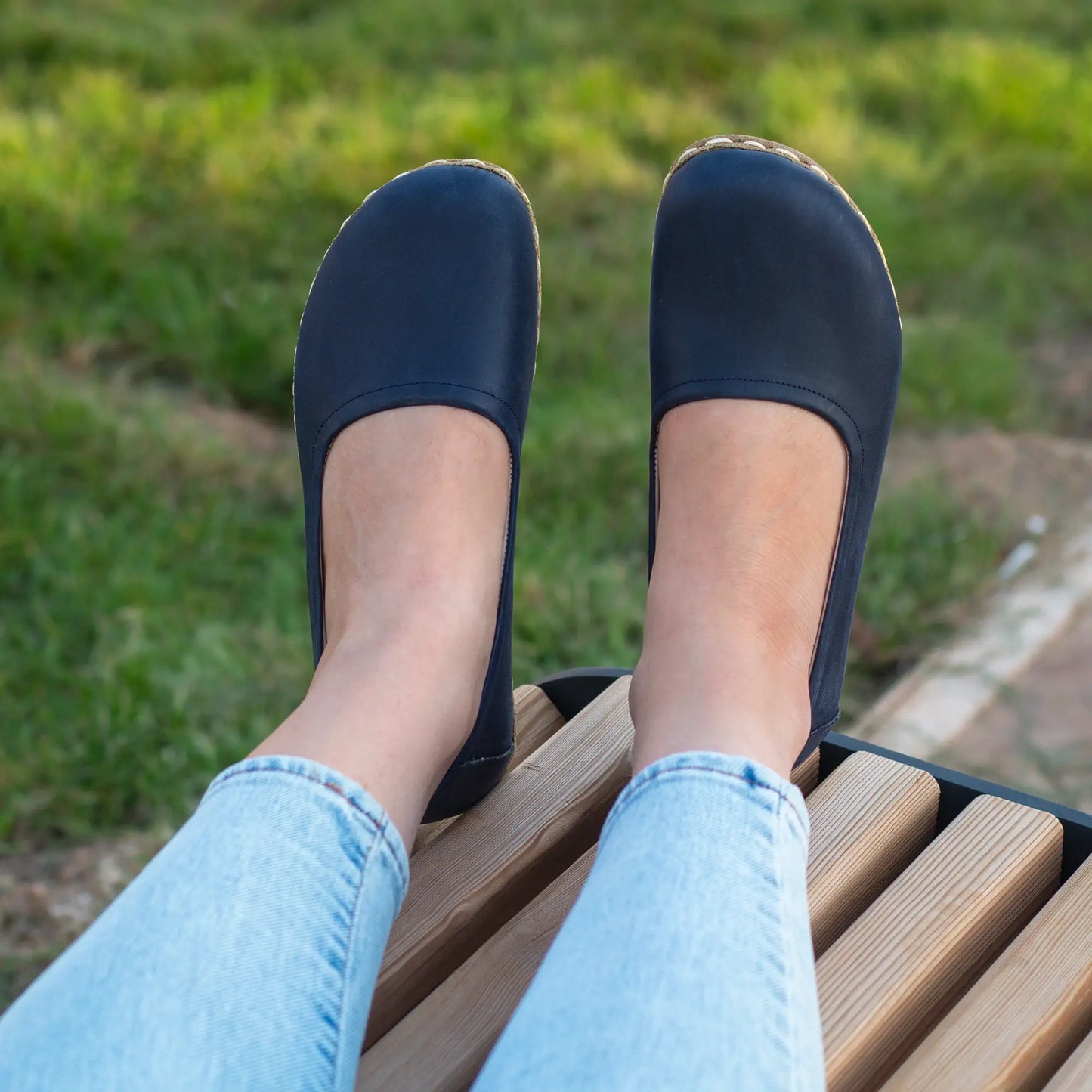 barefoot flat shoes navy blue for women