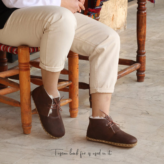 barefoot grounding ankle boots brown women