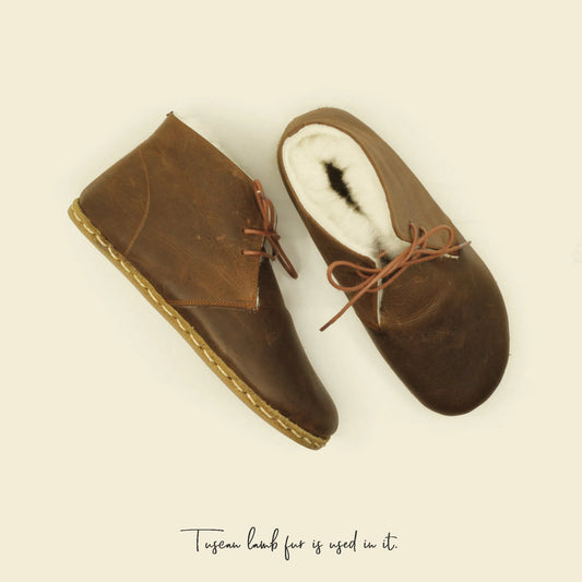 barefoot grounding ankle boots classic brown men