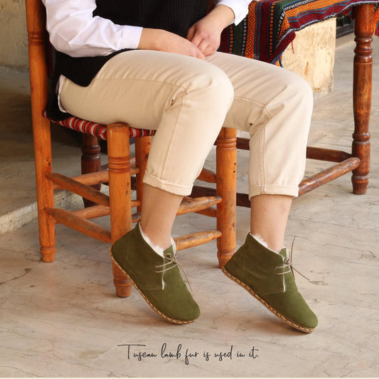 barefoot grounding ankle boots green women