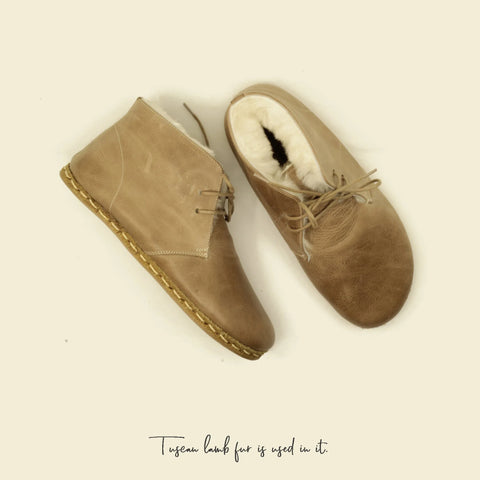 barefoot grounding ankle boots light brown women