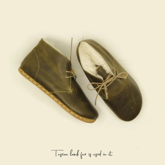 barefoot grounding ankle boots olive green men