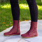 Barefoot Grounding Effect Burgundy Leather Boots For Women-Women Barefoot Shoes Modern-Nefes Shoes-5-Nefes Shoes