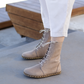 Barefoot Grounding Effect Cream Leather Boots For Women-Women Barefoot Shoes Modern-Nefes Shoes-5-Nefes Shoes