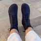 Barefoot Grounding Effect Navy Blue Leather Boots For Women-Women Barefoot Shoes Modern-Nefes Shoes-5-Nefes Shoes