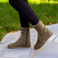 Barefoot Grounding Effect Olive Green Leather Boots For Women-Women Barefoot Shoes Modern-Nefes Shoes-5-Nefes Shoes