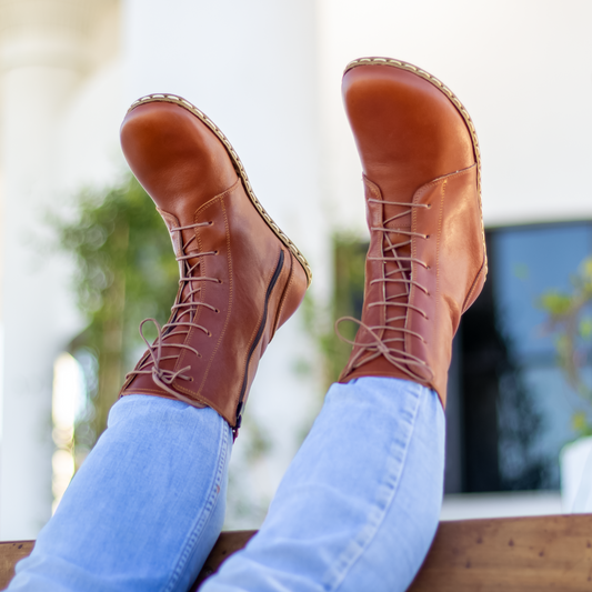 Barefoot Grounding Effect Tornado Brown Leather Boots For Men-Men's Boots-Nefes Shoes-5-Nefes Shoes