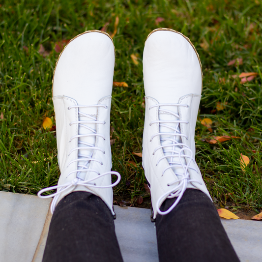 Barefoot Grounding Effect White Leather Boots For Women-Women Barefoot Shoes Modern-Nefes Shoes-5-Nefes Shoes