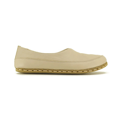 barefoot handmade loafers women cream leather