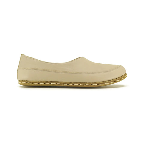 barefoot handmade loafers women cream leather