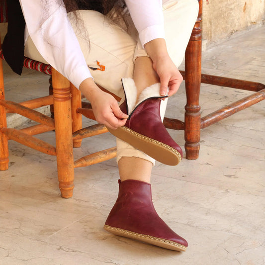 barefoot hiking leather boots womens burgundy