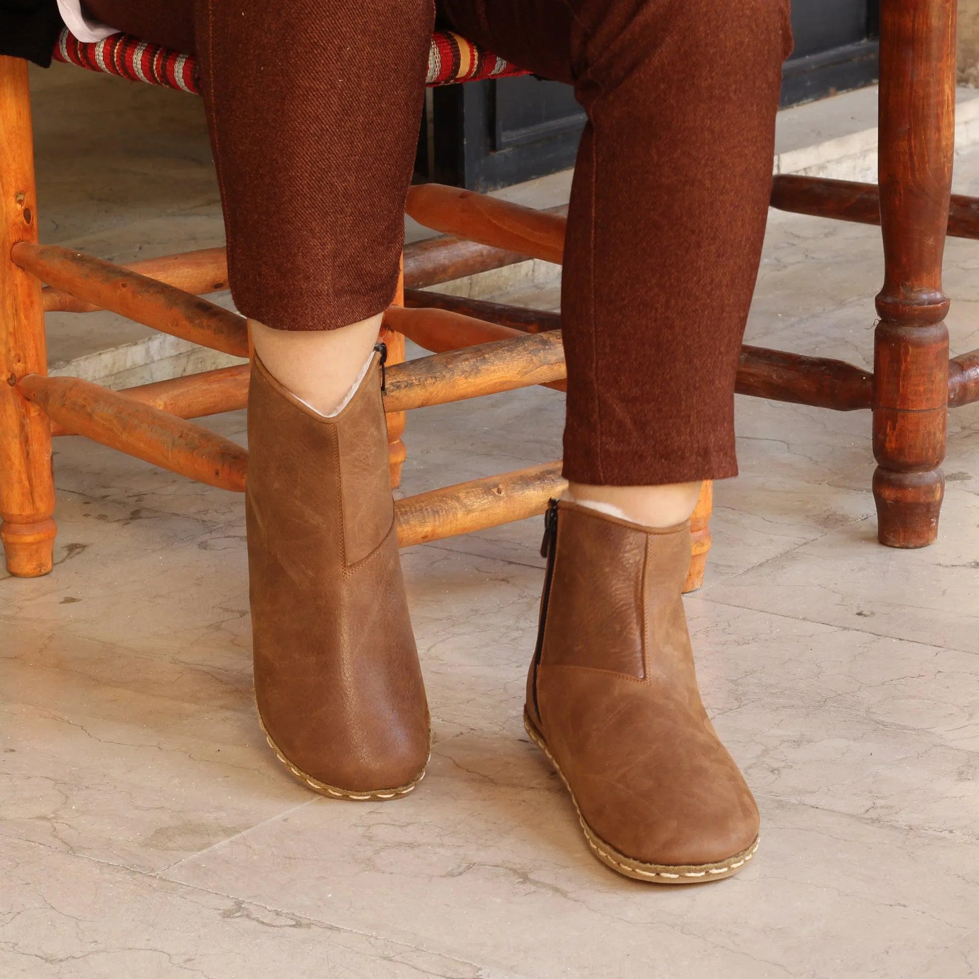 barefoot hiking leather boots womens matte brown