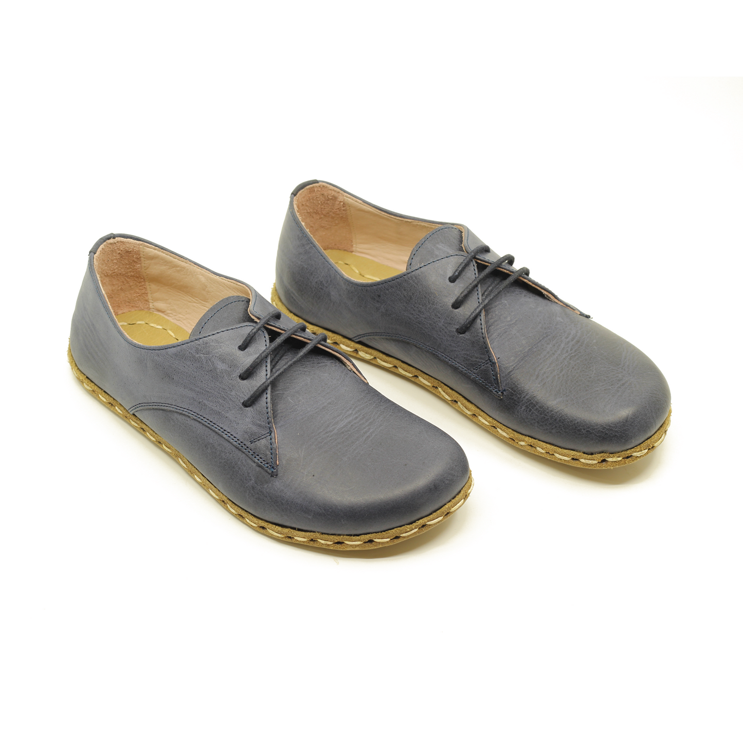Barefoot Leather Mens Shoes Navy Blue Lace-up-Men Barefoot Shoes Laced-nefesshoes-3-Nefes Shoes