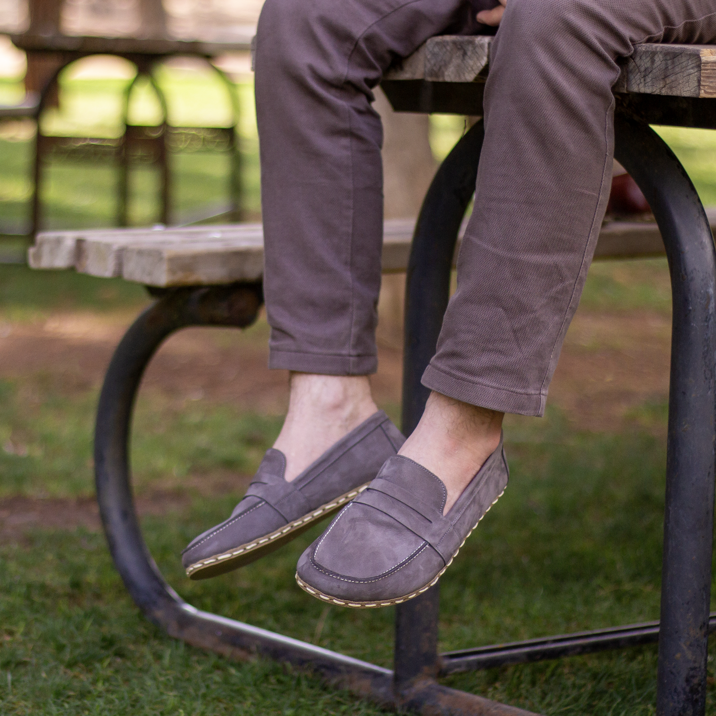 barefoot leather shoes mens gray nubuck