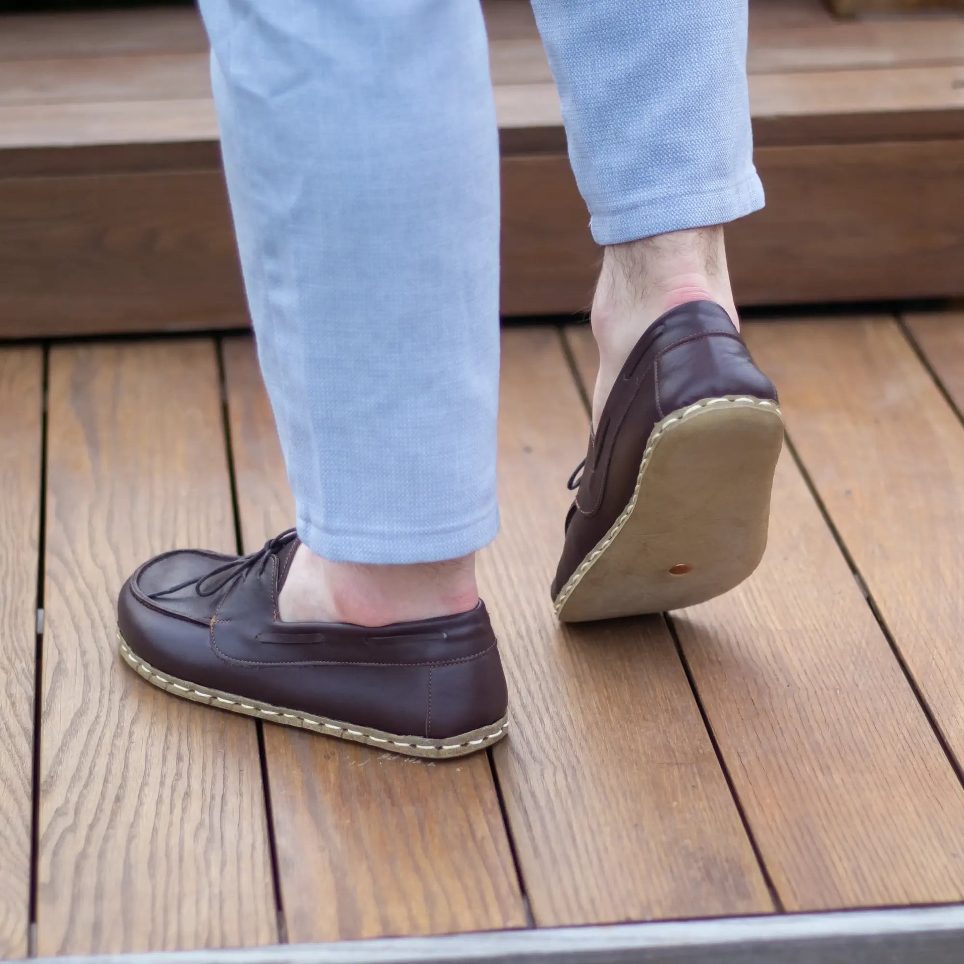 barefoot men’s bitter brown leather natural earthing shoes