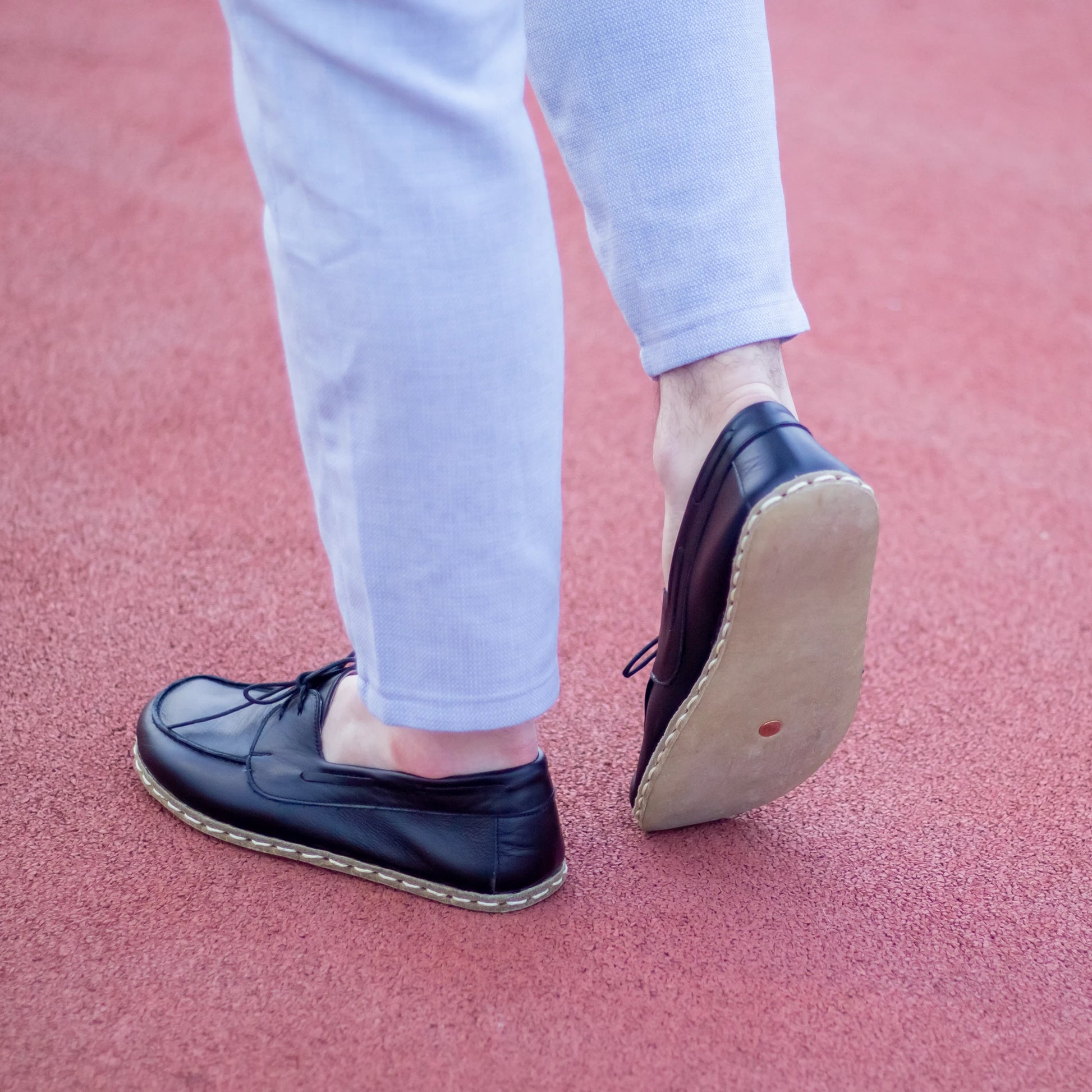 barefoot men’s black leather natural earthing shoes