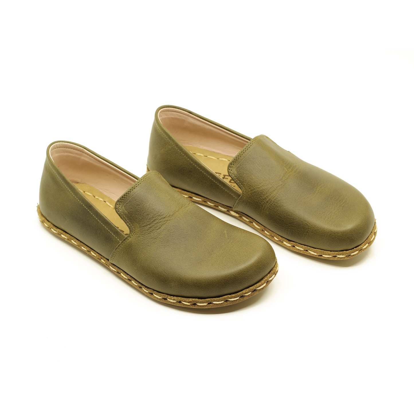 Barefoot Military Green Leather Women's Shoes "Modern Style"-Women Barefoot Shoes Modern-nefesshoes-3-Nefes Shoes