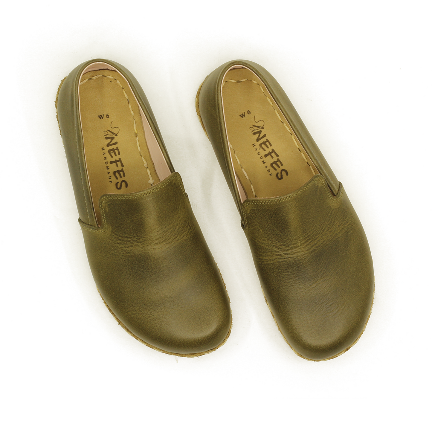 Barefoot Military Green Leather Women's Shoes "Modern Style"-Women Barefoot Shoes Modern-nefesshoes-3-Nefes Shoes