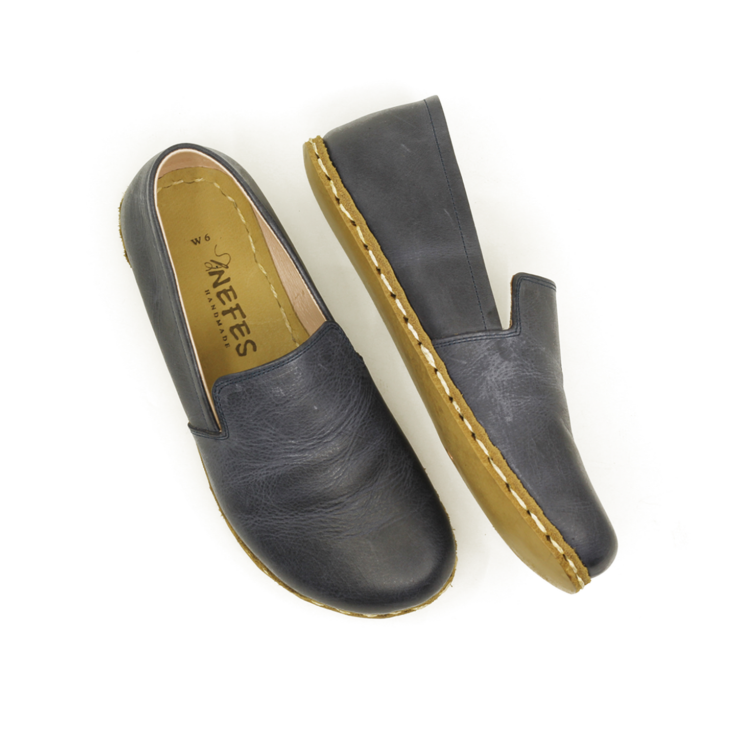 Barefoot Navy Blue Leather Women's Shoes "Modern Style"-Women Barefoot Shoes Modern-nefesshoes-3-Nefes Shoes