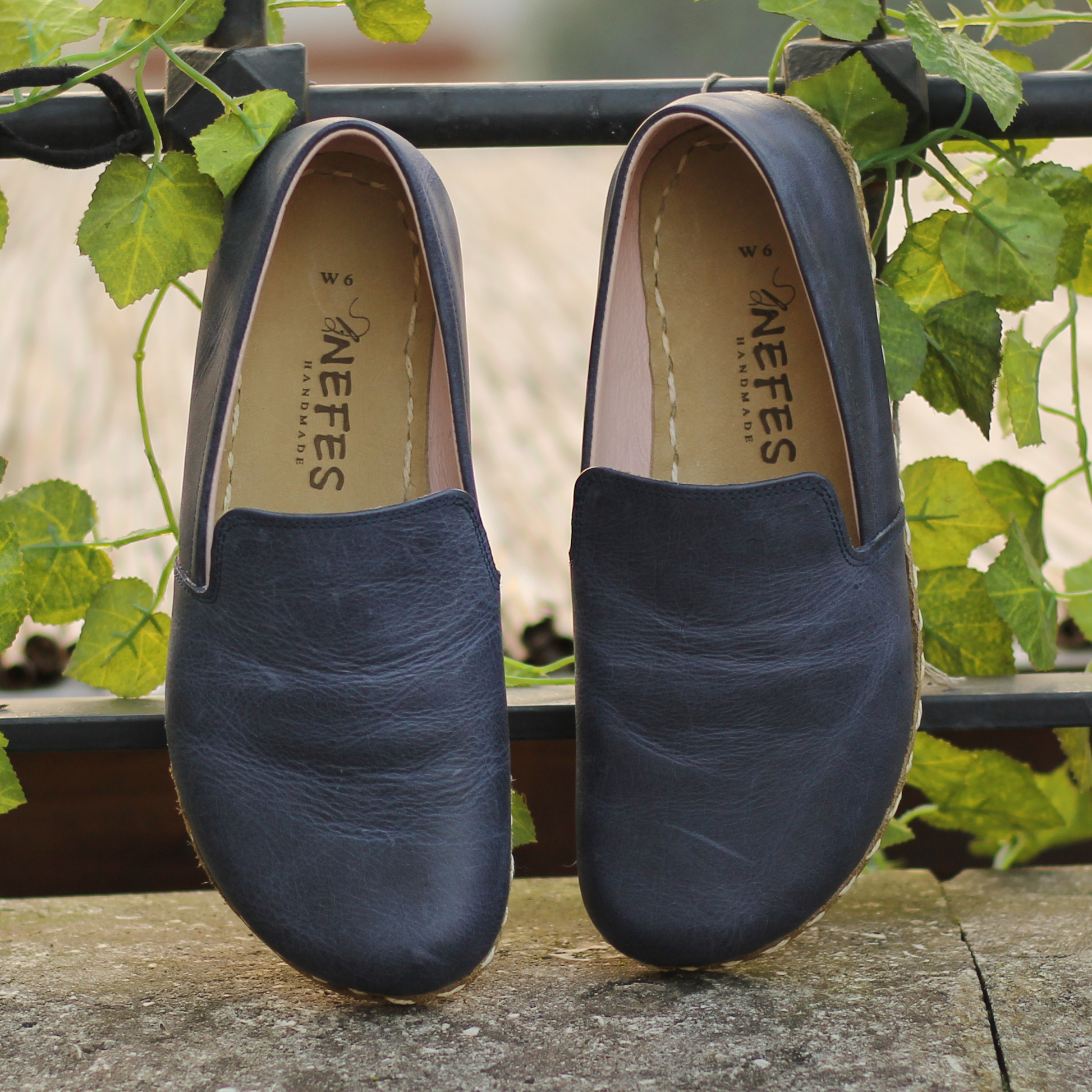 Barefoot Navy Blue Leather Women's Shoes "Modern Style"-Women Barefoot Shoes Modern-nefesshoes-3-Nefes Shoes