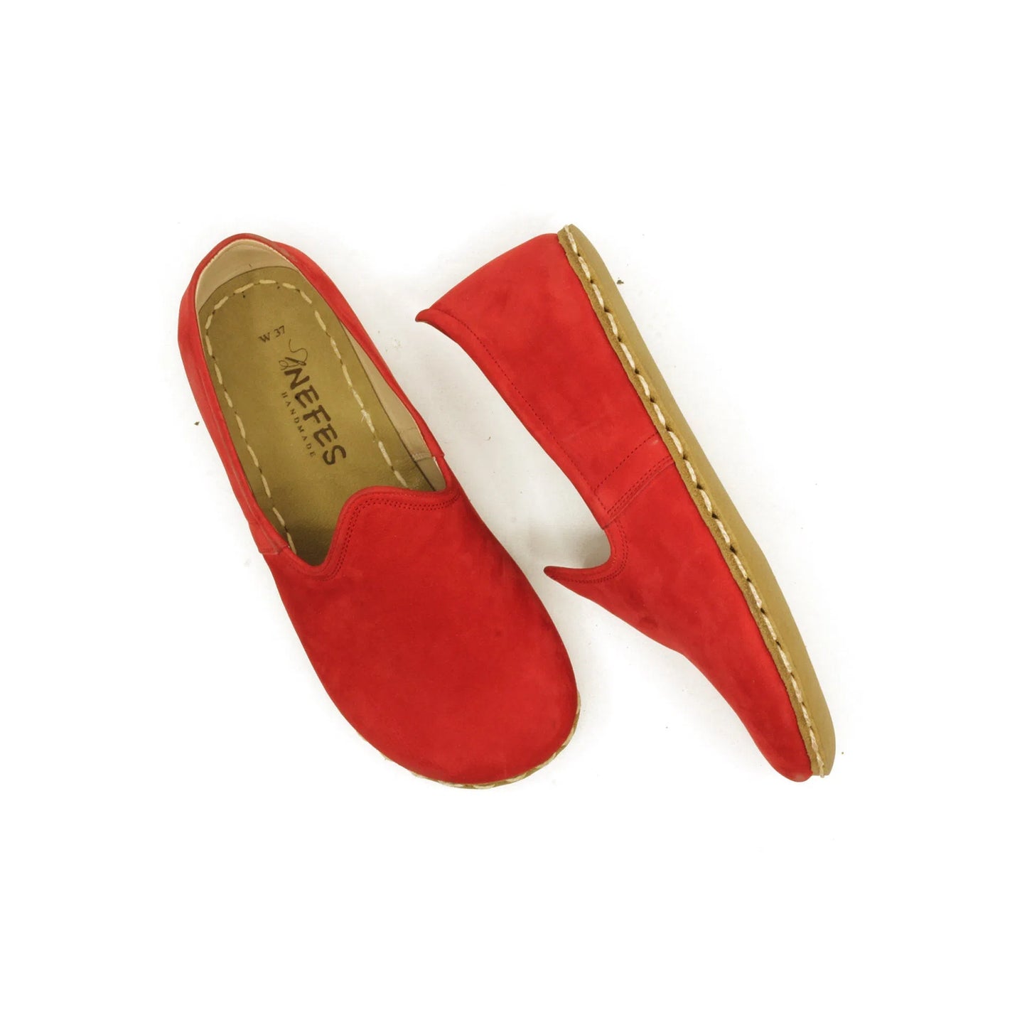 Barefoot Nubuck Red Shoes Women's-Women Barefoot Shoes Modern-nefesshoes-4-Nefes Shoes