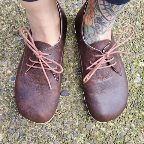 barefoot oxford shoes women laced brown