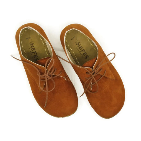 barefoot oxford shoes women laced nubuck orange