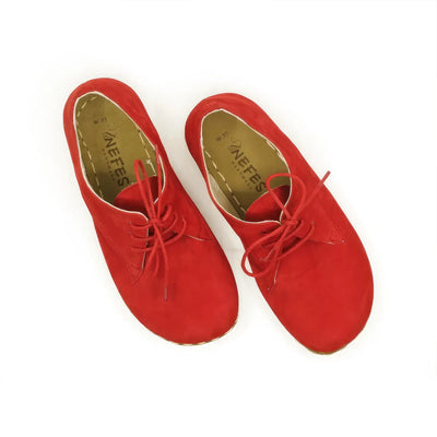 barefoot oxford shoes women laced nubuck red