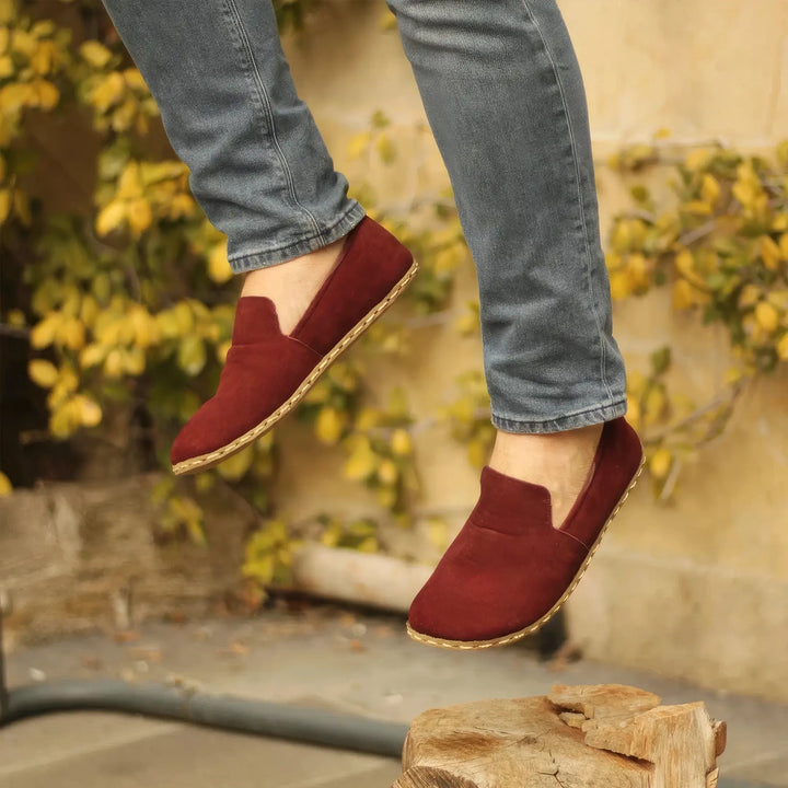 barefoot shoes mens nubuck burgundy