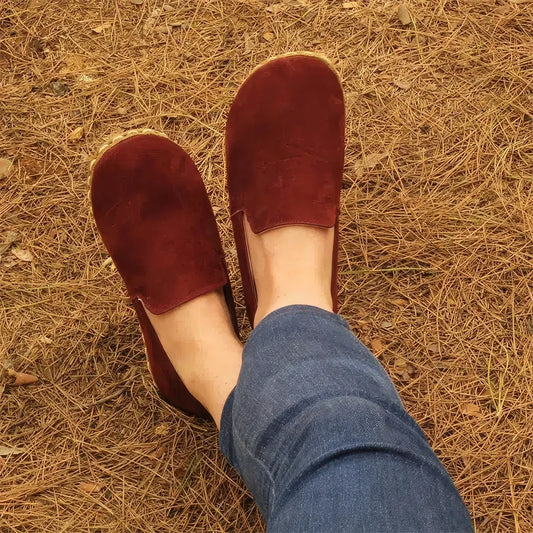 barefoot shoes womens nubuck burgundy