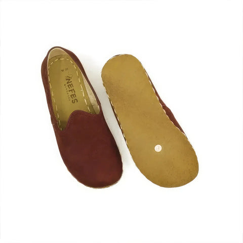 barefoot walking shoes men burgundy nubuck finish