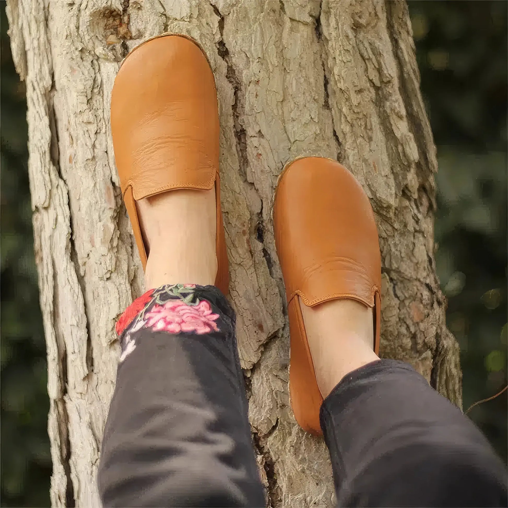barefoot walking shoes women light orange leather