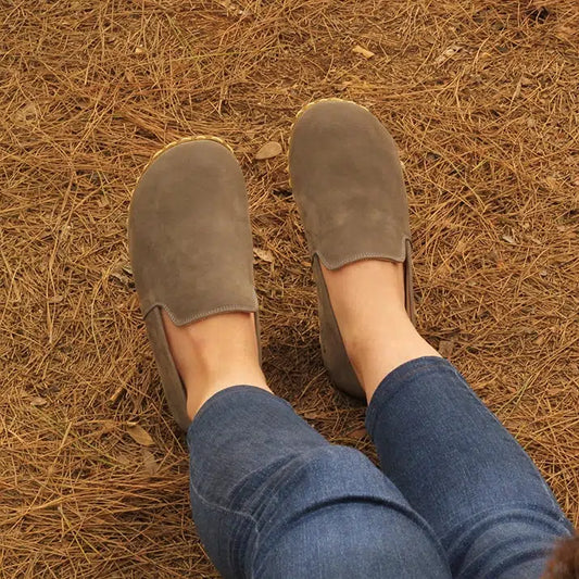 barefoot womens shoes handmade nubuck gray