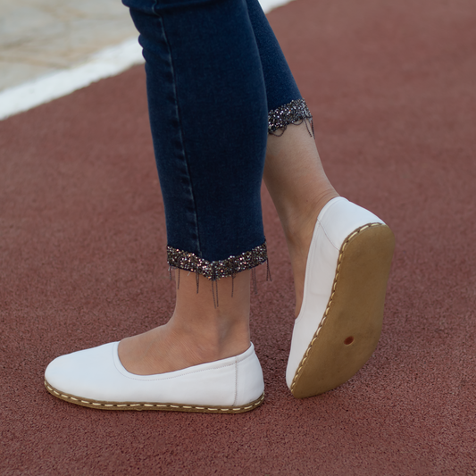 Handmade Barefoot Leather Shoes for Women in White