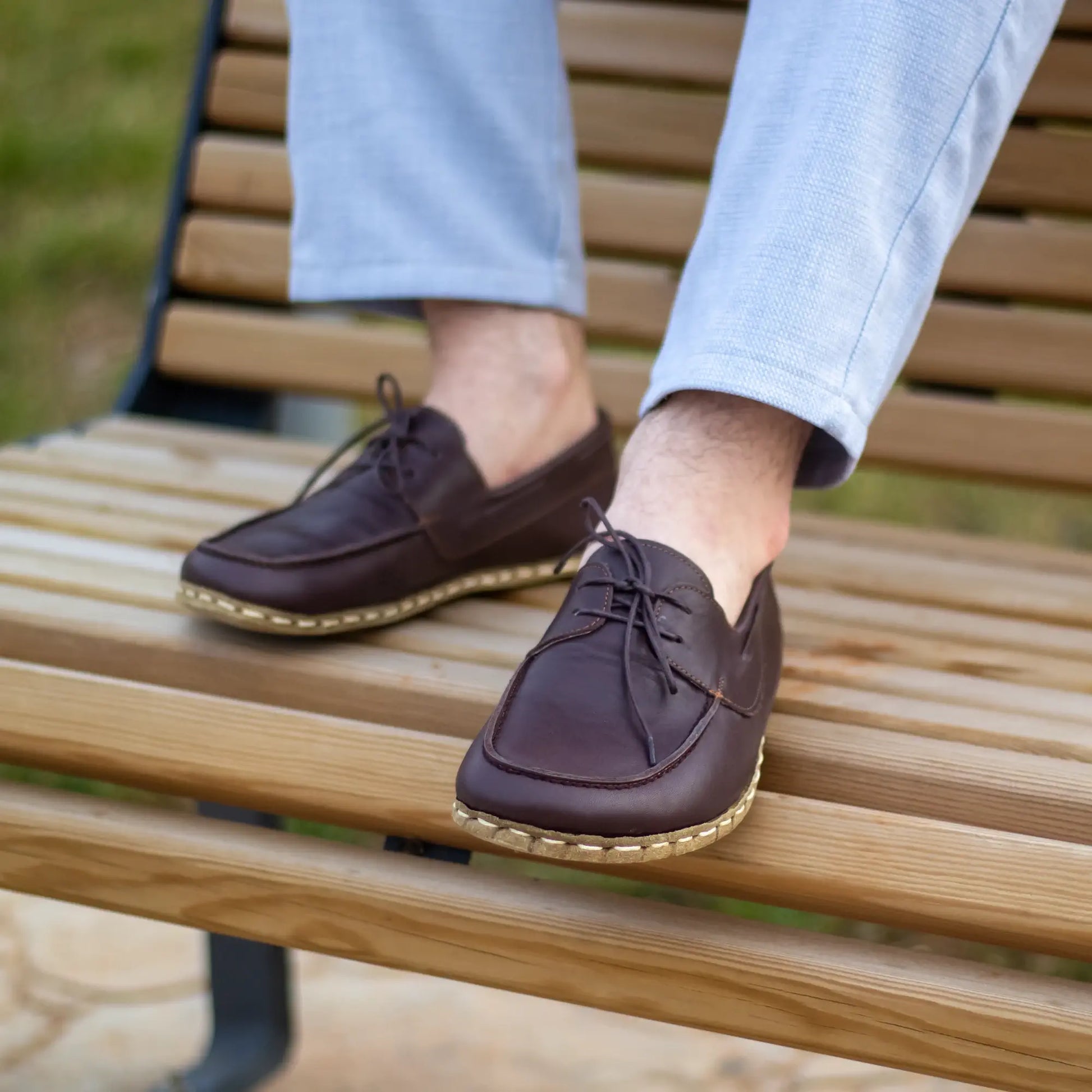 bitter brown barefoot earthing grounding leather shoes men