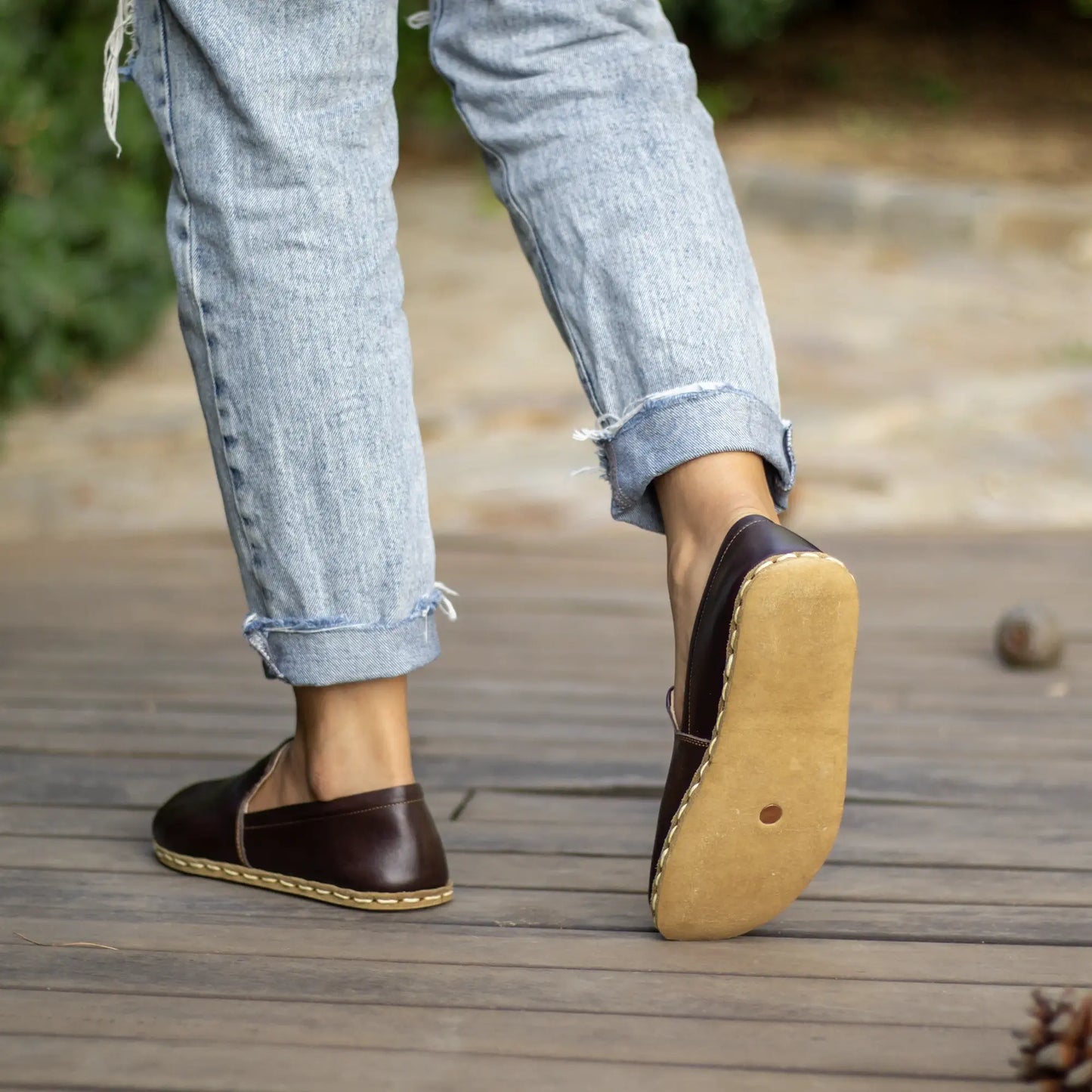 bitter brown barefoot shoes for women leather