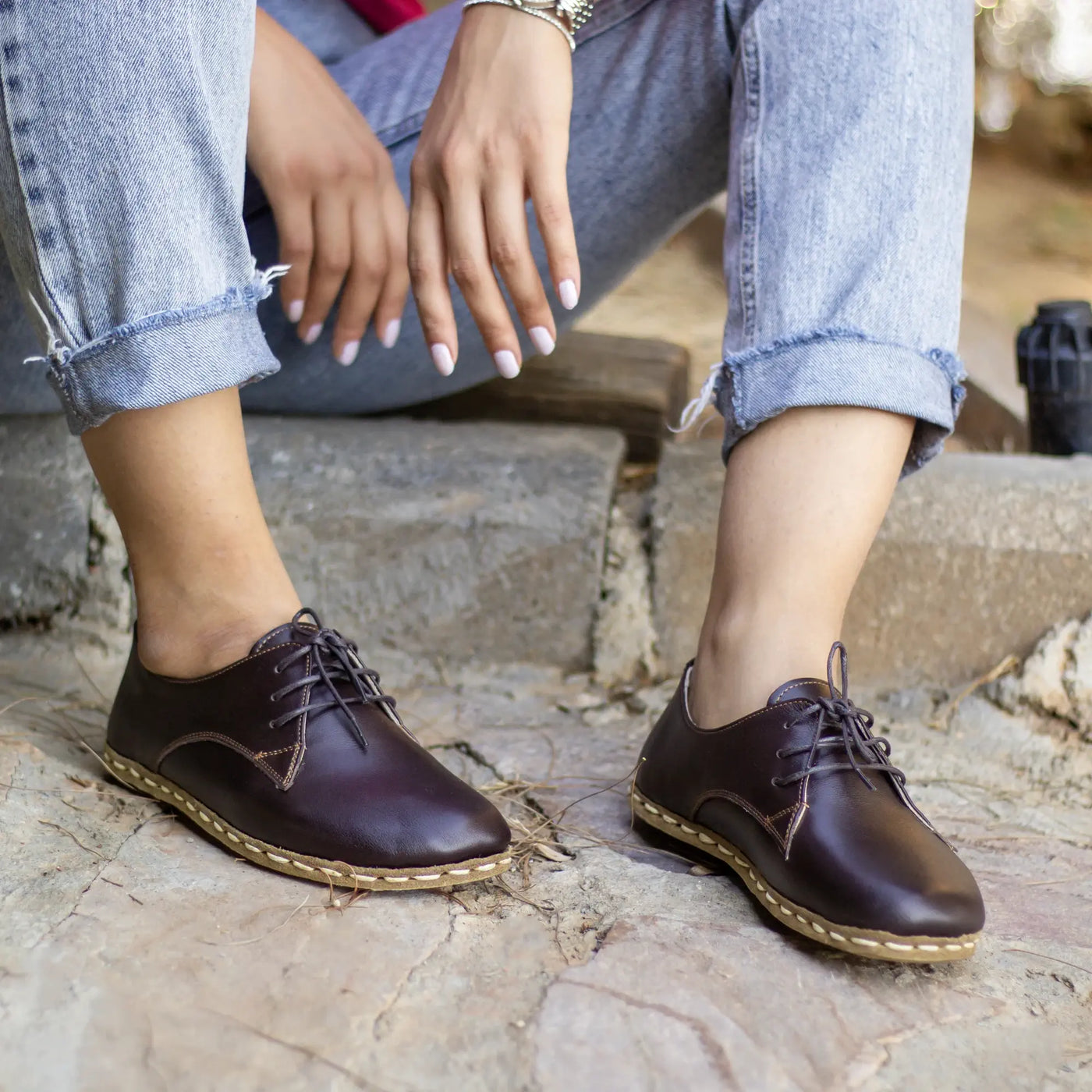 Handmade Barefoot Leather Shoes Bitter Brown for Women 12 Handmade Barefoot Leather Shoes Bitter Brown for Women 12